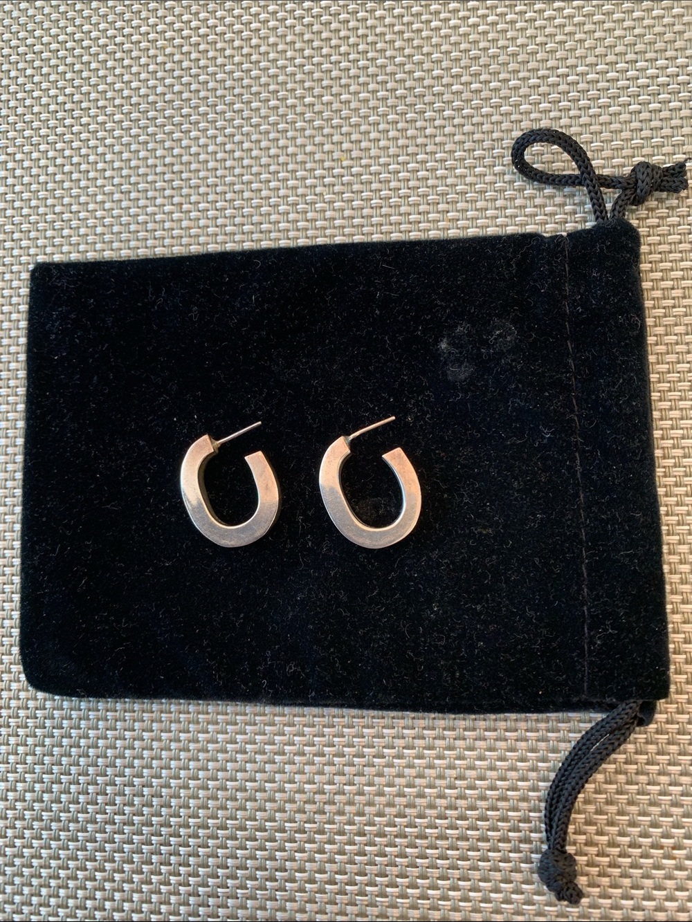 Sterling Silver Thick Hoop Earrings - Picture 2 of 7